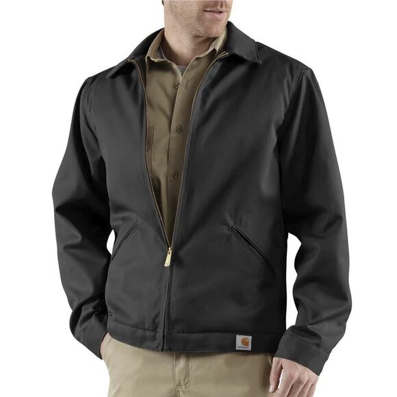 Carhartt Other - Carhartt Twill Work Jacket Midweight Quilt Lined J293 Blk Full Zip Men's Size XL